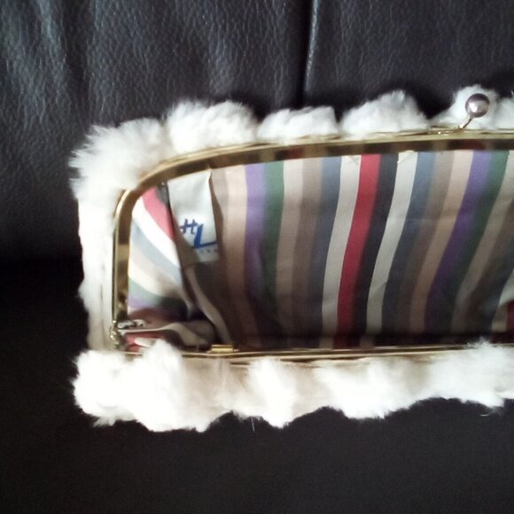 VTG Rabbit Fur Scarf/  VTG Long White Gloves/ HL Fur Clutch - Picture 7 of 9